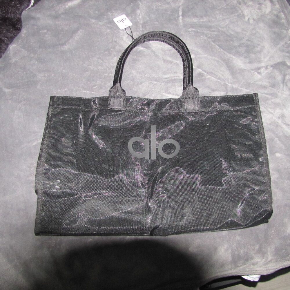 Alo Yoga Black Mesh Tote Gym Bag – Lightweight Carryall Shoulder Bag